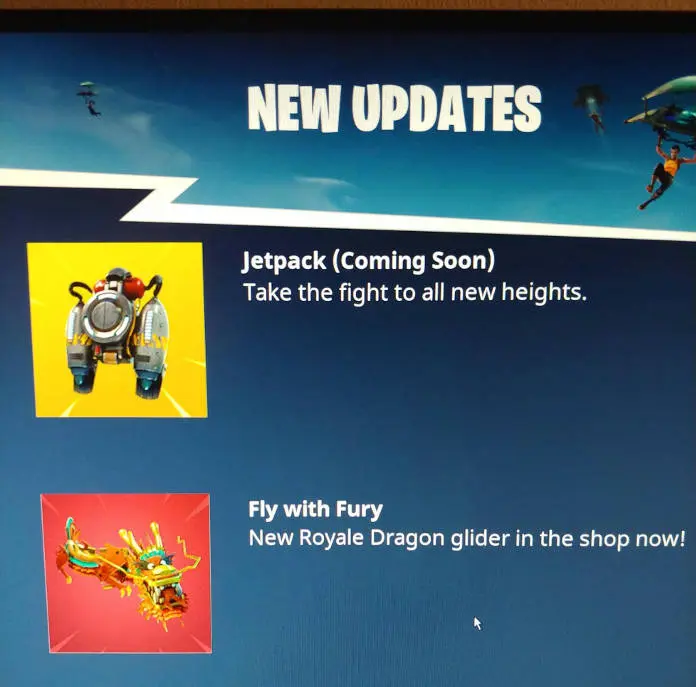 Fortnite - Bientôt des jetpacks - capture écran avec jetpack -