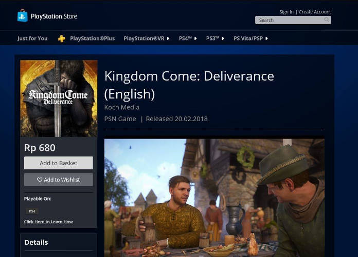 Kingdom Come Deliverance - 0.05 dollars sur la PlayStation Indonésien