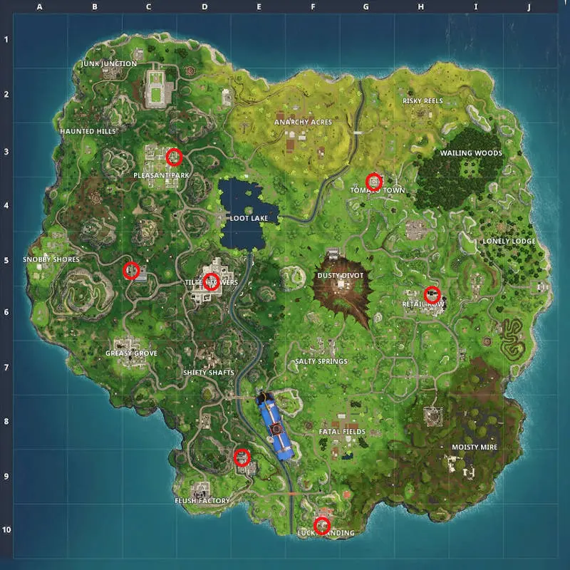 Trouver les nains de jardin de Fortnite - La carte pour les défis semaine 8