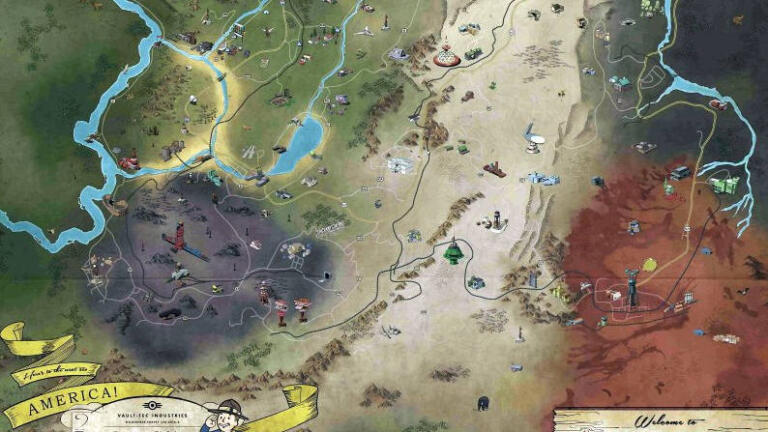Fallout 76 : La carte du monde révélée! Avant l’apocalypse