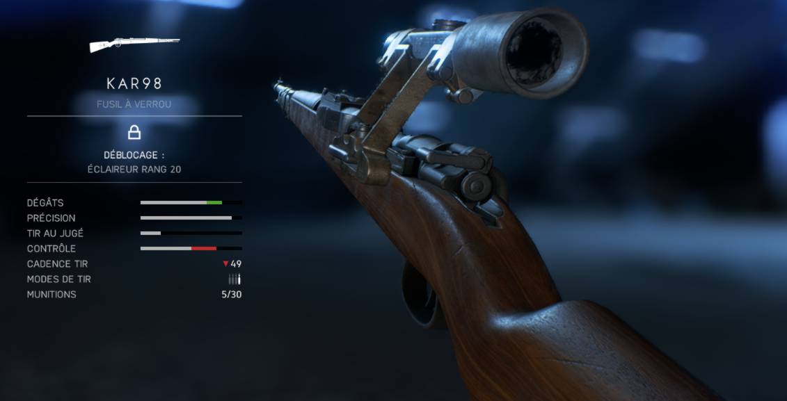 arme KAR98 pour Sniper dans BF5