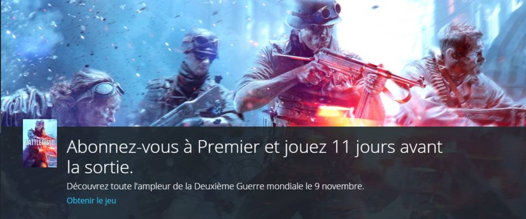 Battlefield 5 disponible aujourd'hui - abonnez vous à Origin Premier