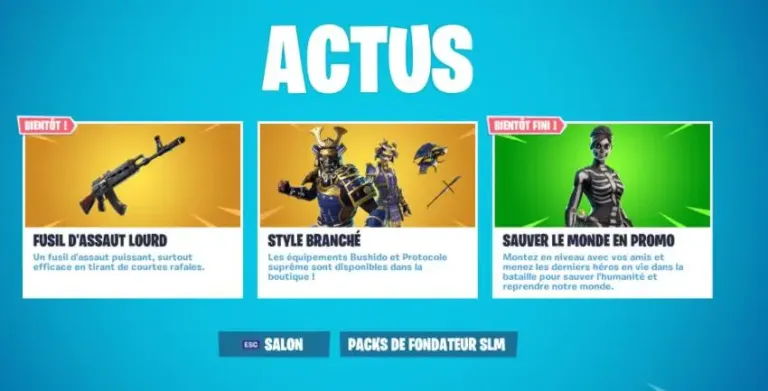 Fortnite Boutique 6 novembre - actus