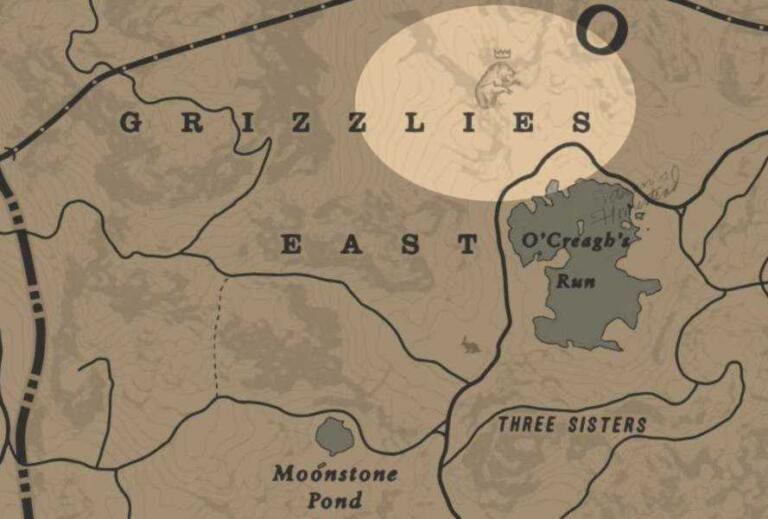 RDR2 Animaux Légendaires Carte pour trouver cerf, ours, castor, bison