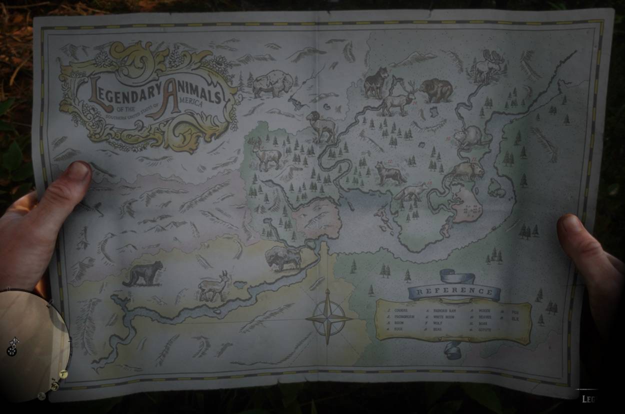 Carte Animaux Legendaire Red Dead Redemption 2 RDR2 Animaux Légendaires : Carte pour trouver cerf, ours, castor, bison
