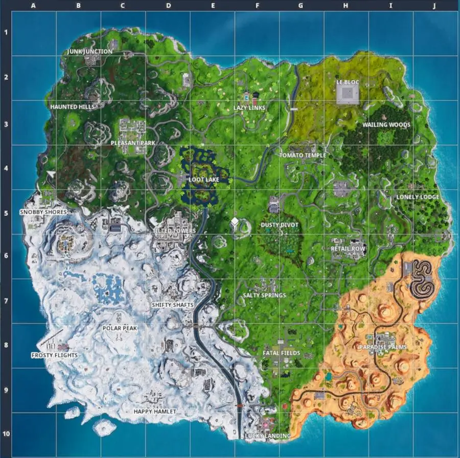 Fortnite Carte du 10 janvier 2019