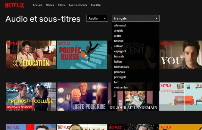 Comment rechercher des films ou séries pour une langue spécifique