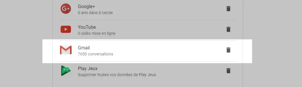 Supprimer le service Gmail