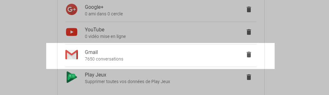 Supprimer le service Gmail