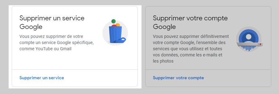 Supprimer un service Google - guide Gmail