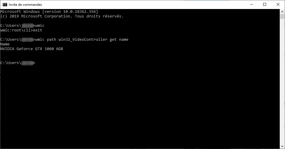 Utiliser l'invite de commande WMIC pour connaitre sa carte graphique sur Windows 10