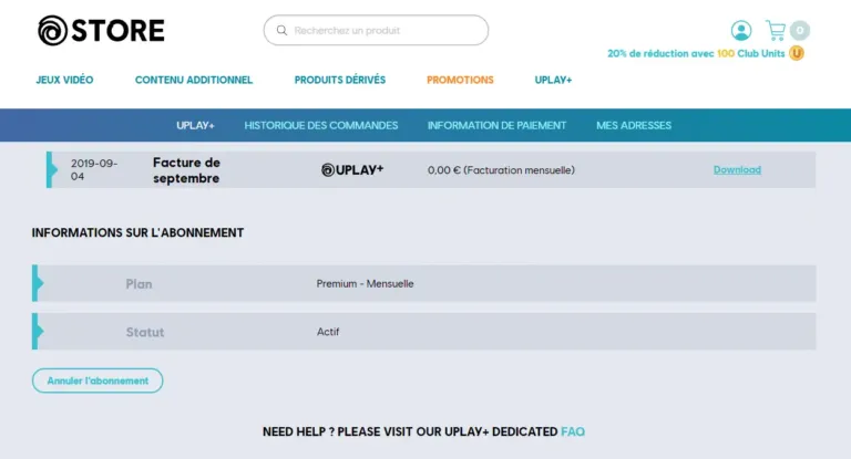 Comment annuler abonnement UplayPlus