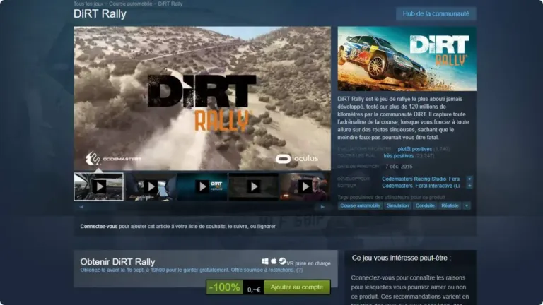 DiRT Rally Gratuit - obtenez le gratuitement pour toujours - Bon Plan