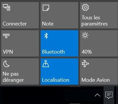 Activer ou désactiver le bluetooth à partir du centre de notification Windows 10