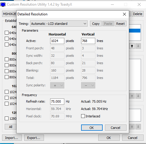 CRU - augmenter la fréquence de rafraichissement d'un écran PC - Détailed Resolution