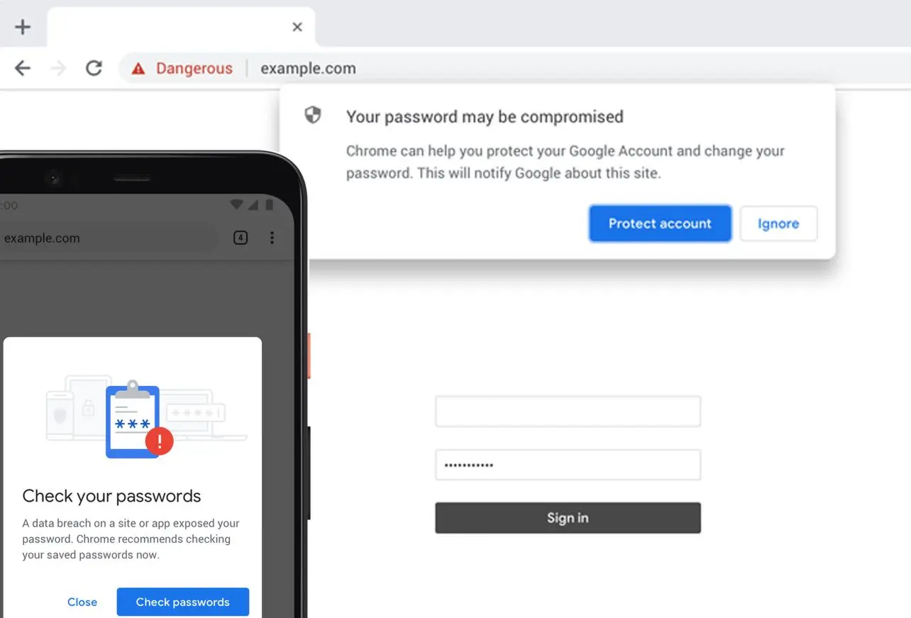 Google Chrome vous avertit si vos mots de passe ont été volés
