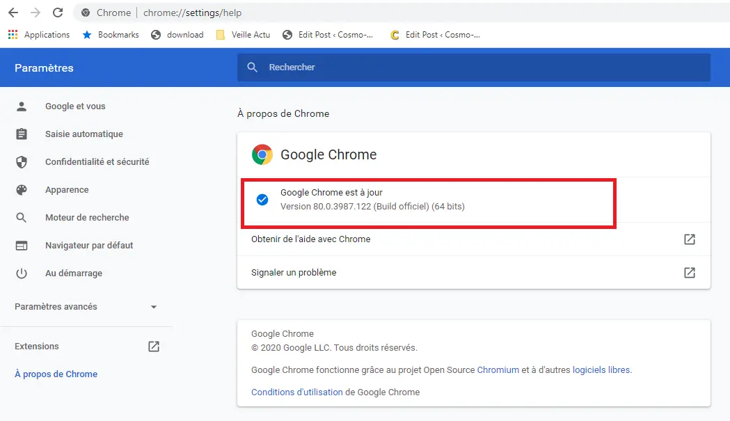 Vérifier la version de Google Chrome sur Windows 10