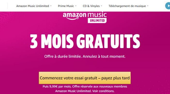Amazon Music Unlimited - 3 mois d'abonnement gratuit