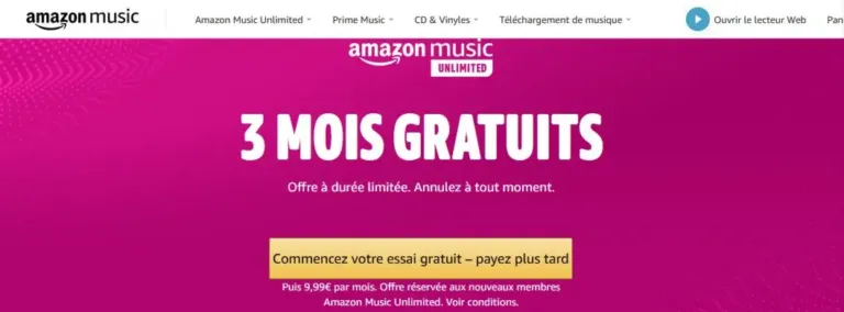 Amazon Music Unlimited - 3 mois d'abonnement gratuit