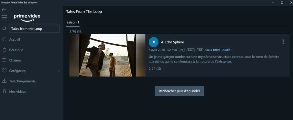 Prime Video Application Windows 10 - téléchargement