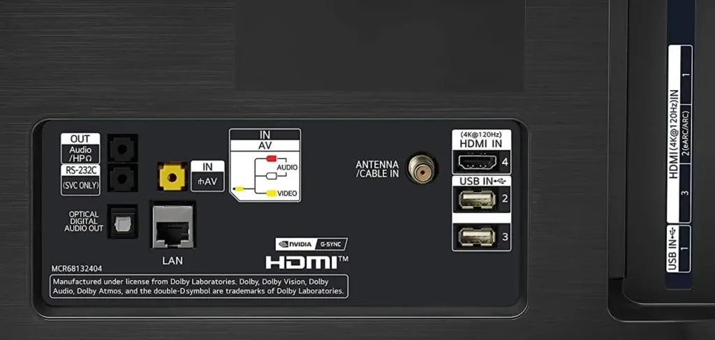 connectique LG 55CX