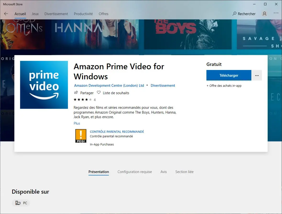 Prime Video : l’application Windows 10 disponible en téléchargement !