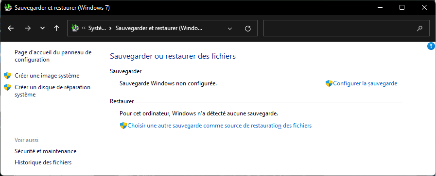 Configurer la sauvegarde