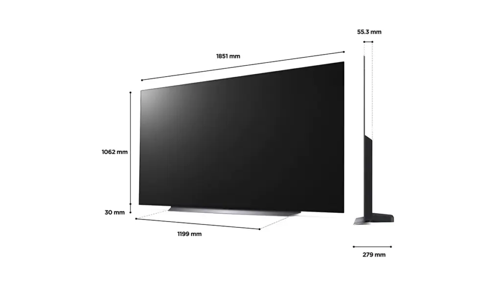 TV LG 83C2 OLED dimensions