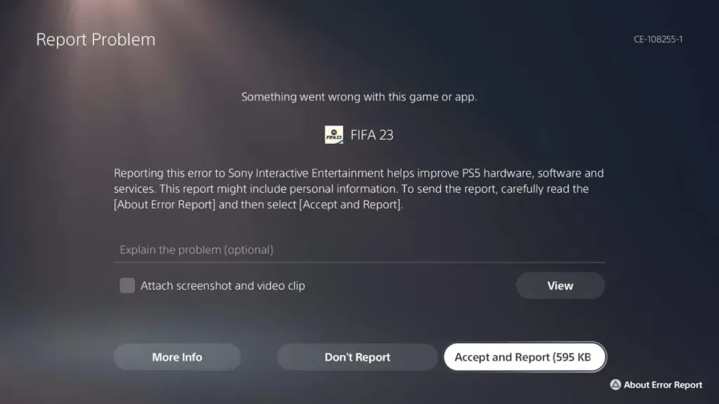 Fifa 23 erreur CE-10825-1 sur PS5
