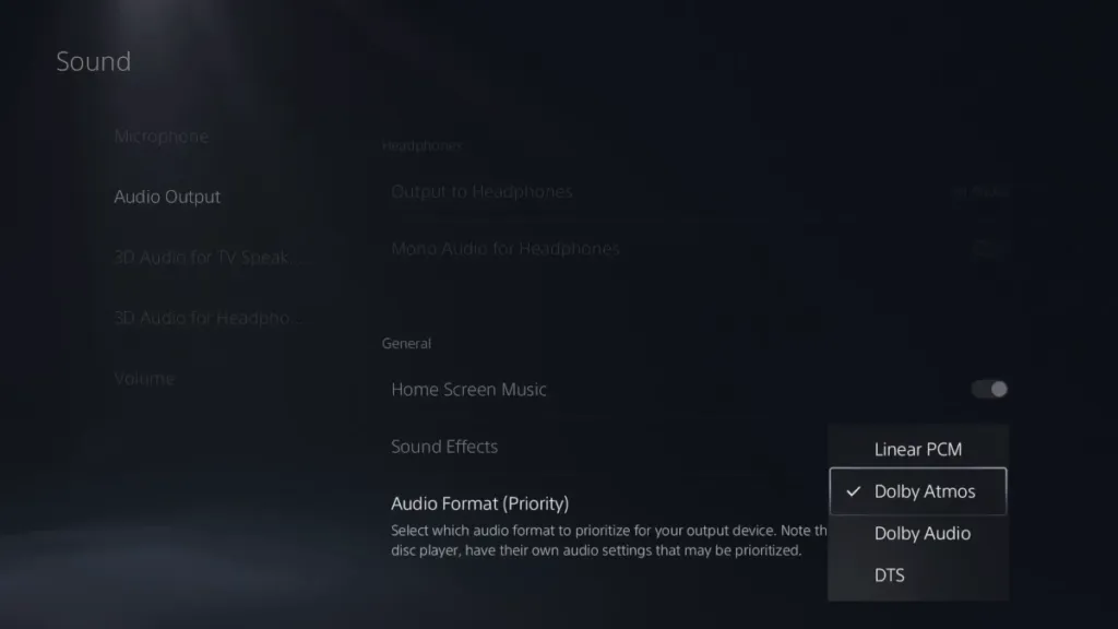 PS5 Dolby Atmos