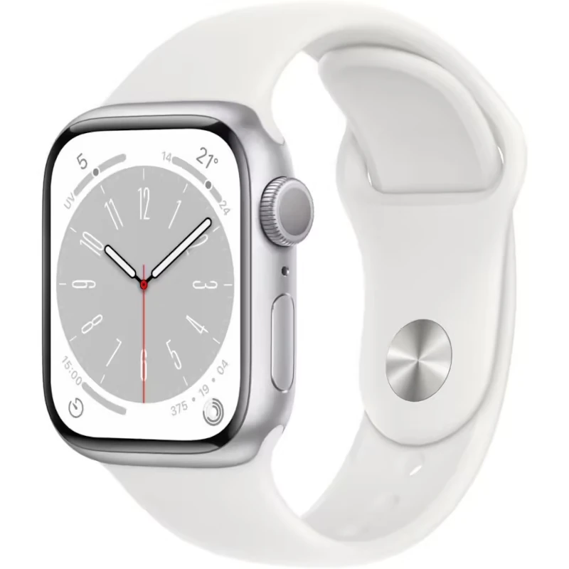 Apple Watch Series 8 (GPS) - Boîtier 41 mm Aluminium Blanc avec Bracelet Sport Blanc