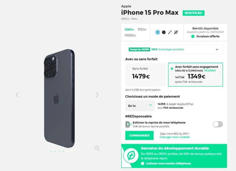 iPhone 15 Pro Max meilleur prix