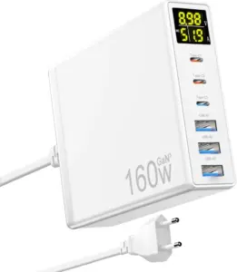 Chargeur USB rapide de 160W de Ganquick - 6 ports - blanc
