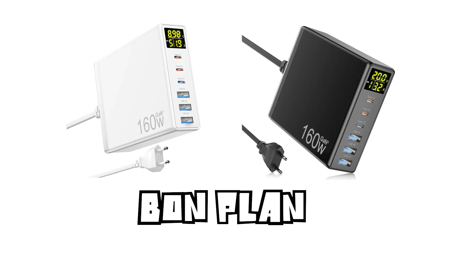 Bon Plan chargeur USB rapide 160W - Ganquick
