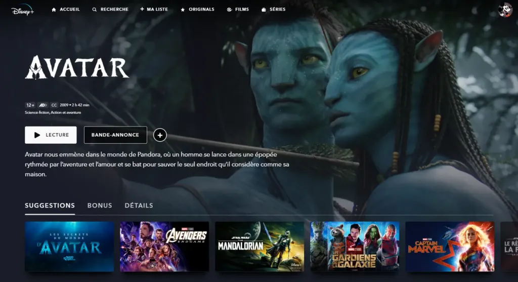 Avatar 3D 4K sur Disney Plus - Dolby Vision Apple Vision Pro