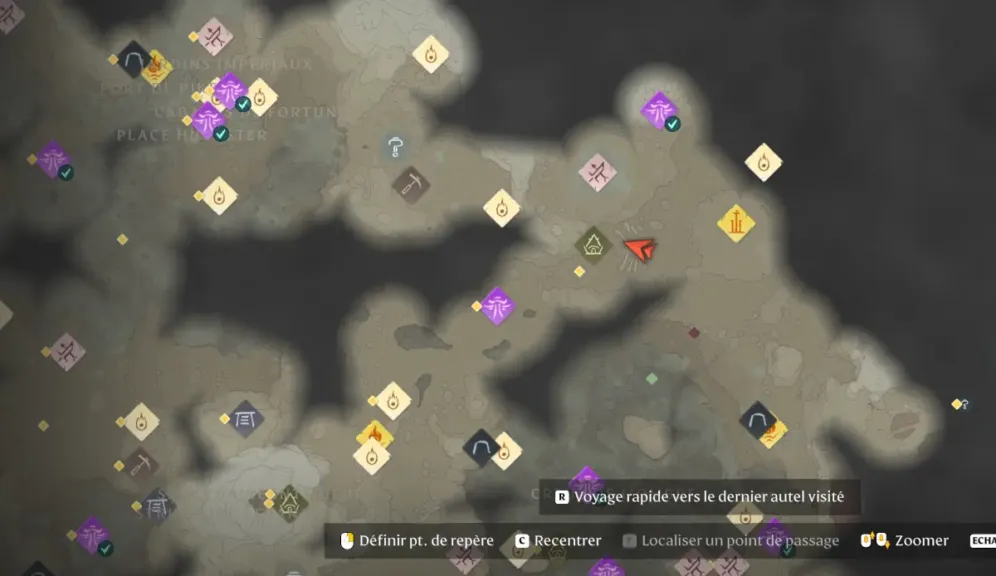 carte - emplacement squelette géants pour récolter Os fossilisé dans Enshrouded