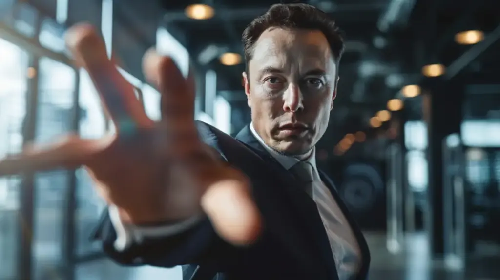 Image d'Elon Musk générée par l'IA Midjourney avec un défaut sur le nombre de doigts
