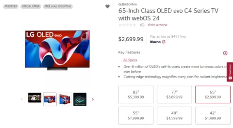 prix lancement TV LG C4 2024