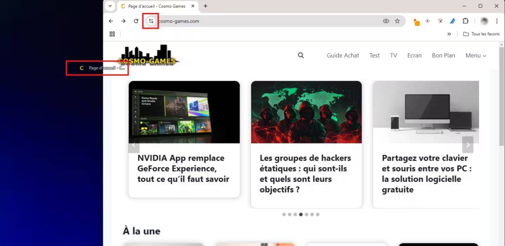 Placer une application web ou un site sur le bureau de Windows 11