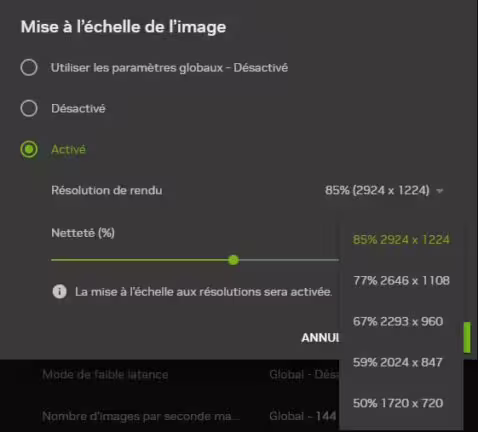 NVIDIA App mise à l’échelle de contenu