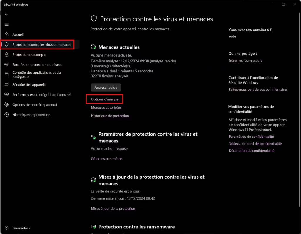 Windows 11 protection contre les virus et les menaces