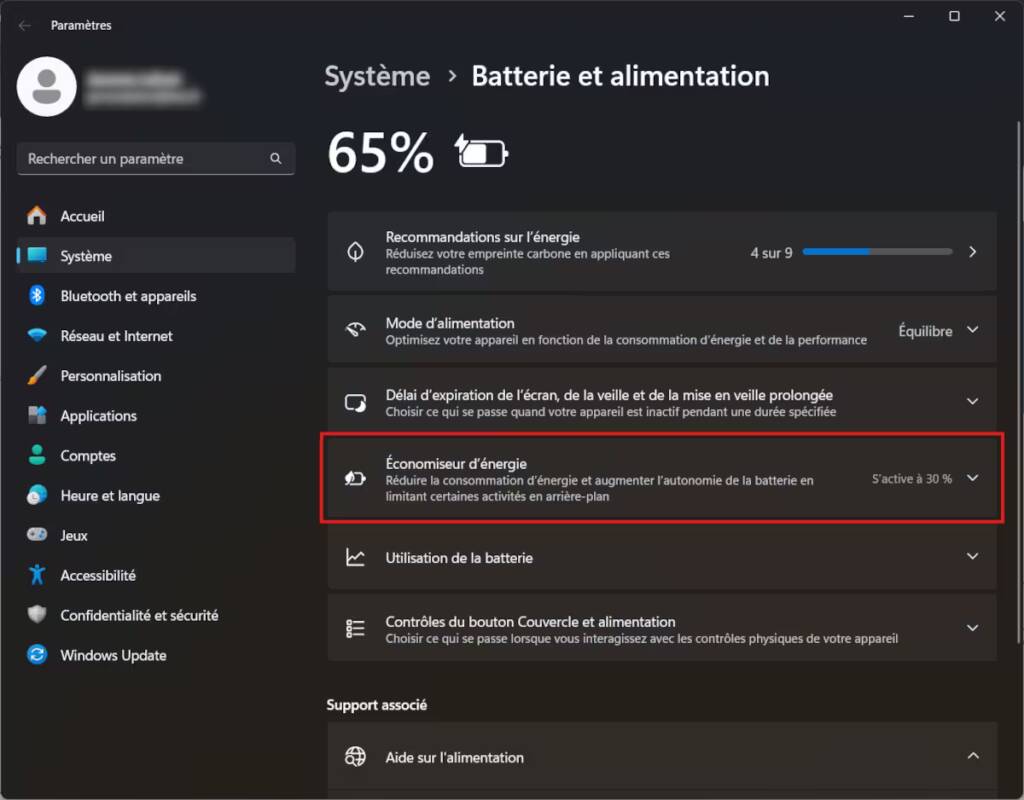 nouveautés Windows 11 24H2 Économiseur d’énergie