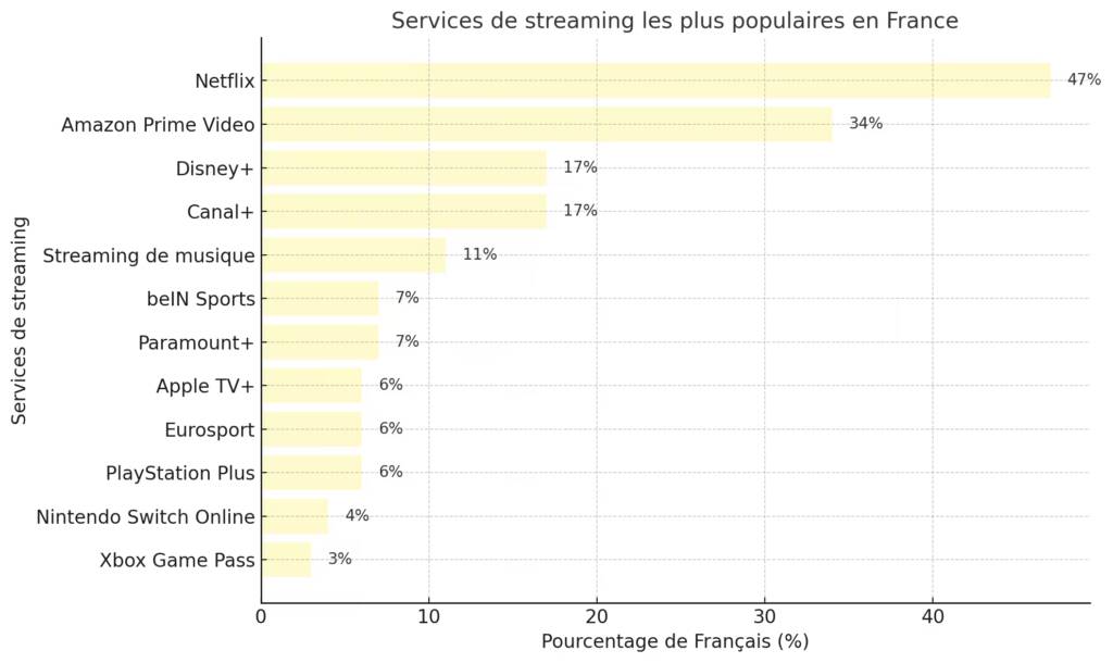 Services de streaming les plus populaires en France en 2024 et 2025