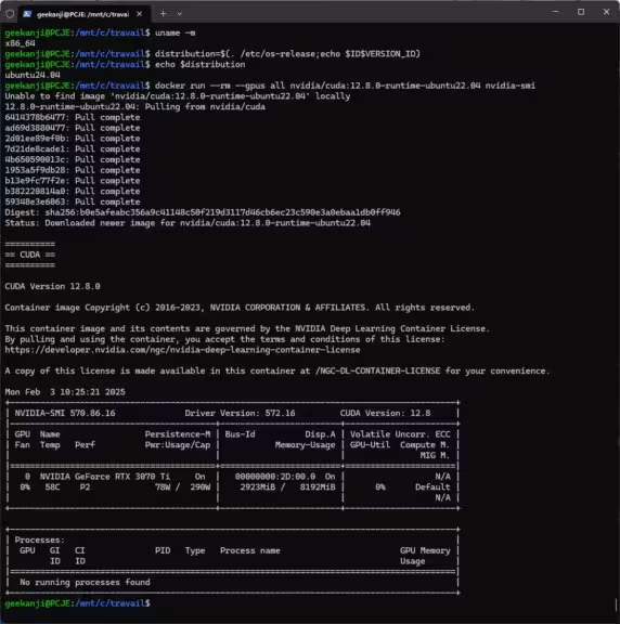Docker sous WSL 2 installation de NVIDIA Container Toolkit