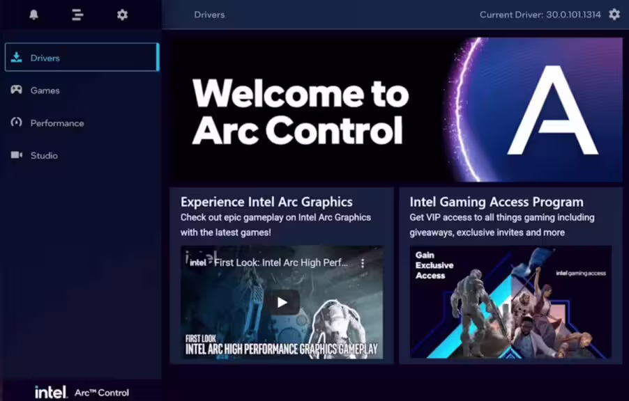 application Intel Arc Control