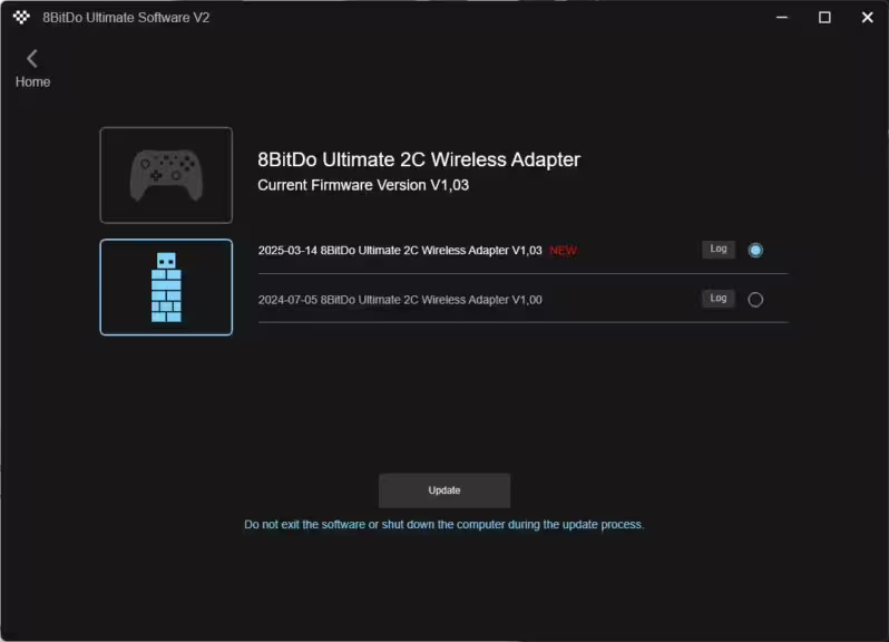 8BitDo Ultimate Software V2 mise à jour dongle 8BitDo