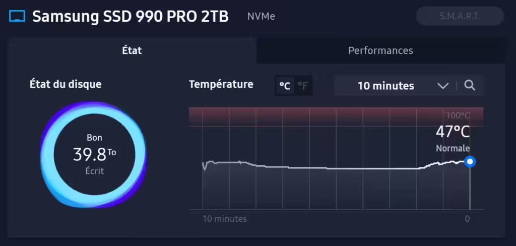 test de charge sur CPU GPU et Samsung 990 Pro avec radiateur