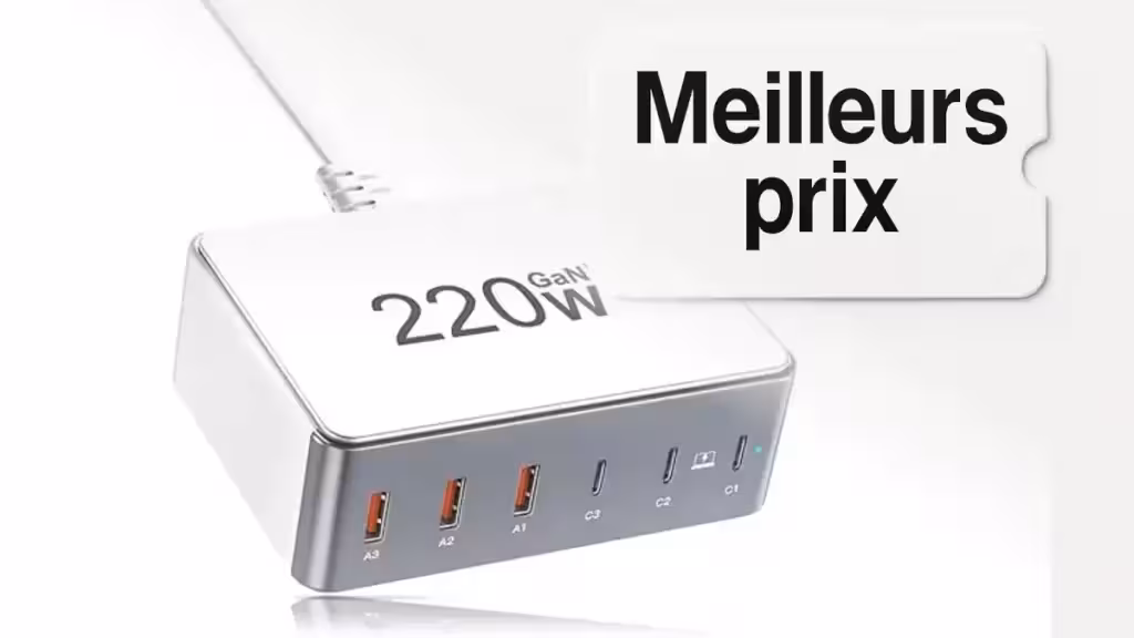 Bon plan station de charge USB C 220W GaN 6 ports à moins de 25