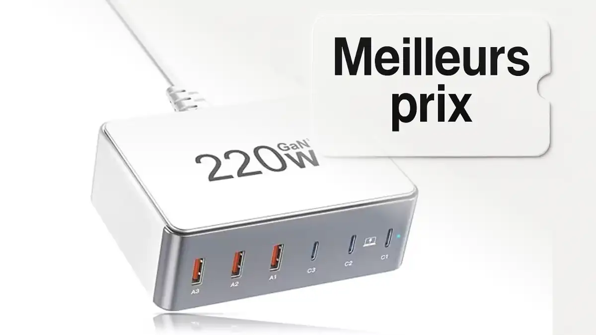 Bon plan station de charge USB C 220W GaN 6 ports à moins de 25