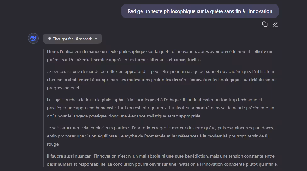 DeepSeek v31 Test sur une création littéraire reflexion